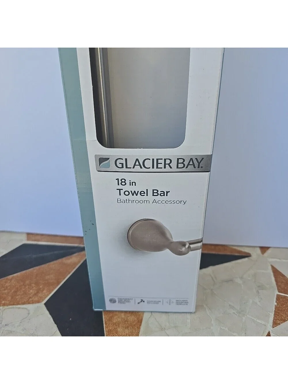 Glacier Bay Builders 18 in. Wall Mounted Towel Bar in Brushed Nickel! NEW